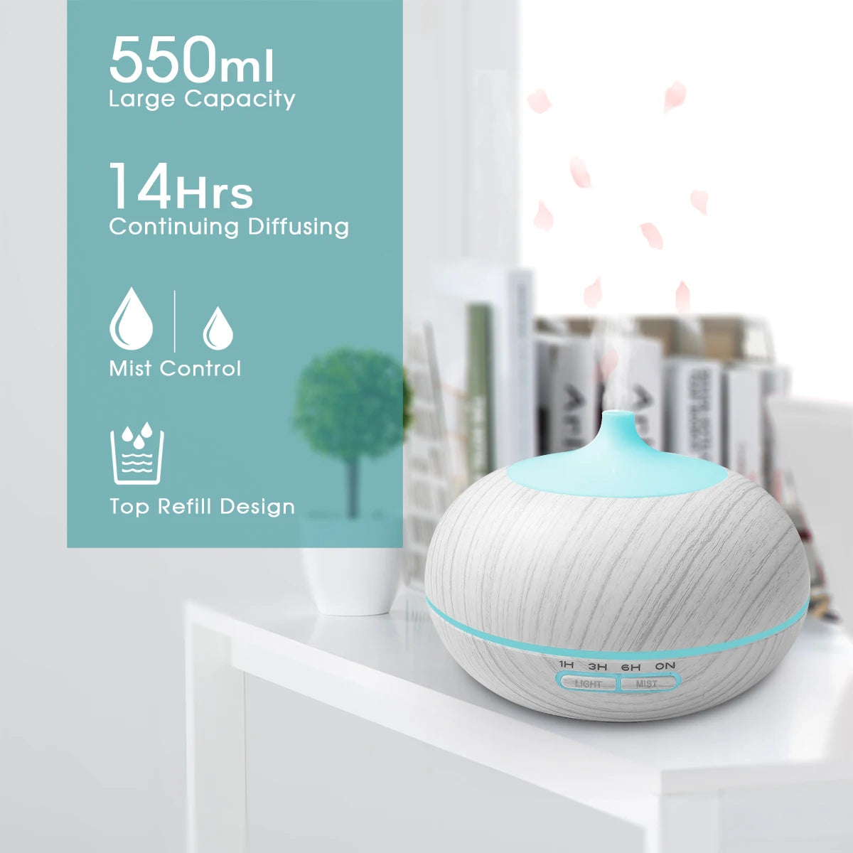 Miflame Premium Essential Oil Humidifier 500ml With Colorful LED Lights For Home Wellness And Aromatherapy
