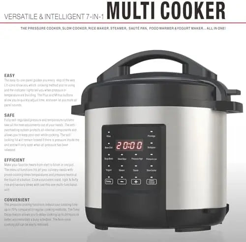 From XMSJ, the Ironblade 7 in 1 Multi Cooker brings a compact, energy efficient, user friendly kitchen powerhouse to simplify every meal and elevate weeknight dining.
