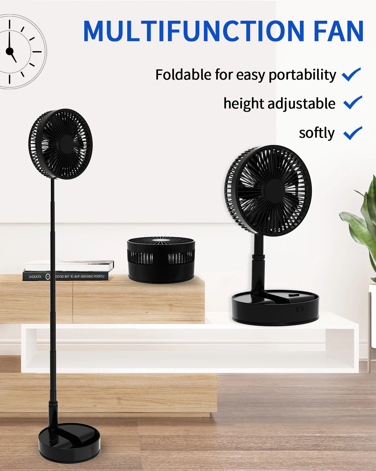 UnitedTime Portable Foldable Oscillating Battery Powered Camping Fan With Remote Control For Outdoor Enthusiasts