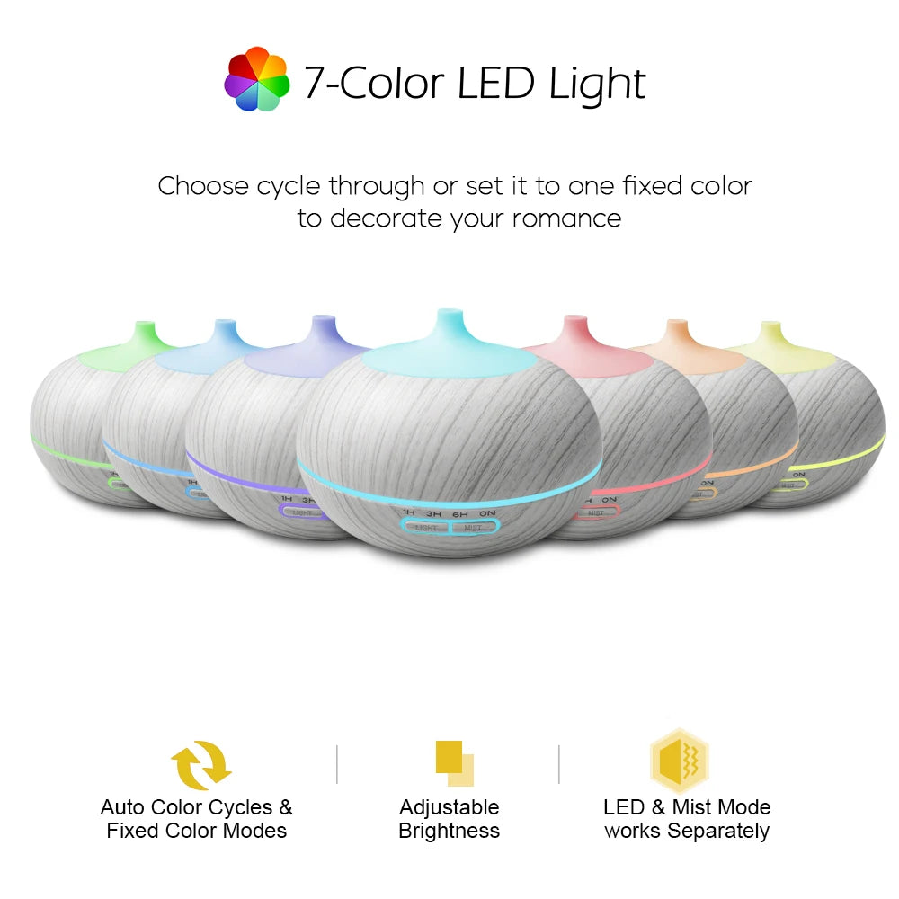 Miflame Premium Essential Oil Humidifier 500ml With Colorful LED Lights For Home Wellness And Aromatherapy