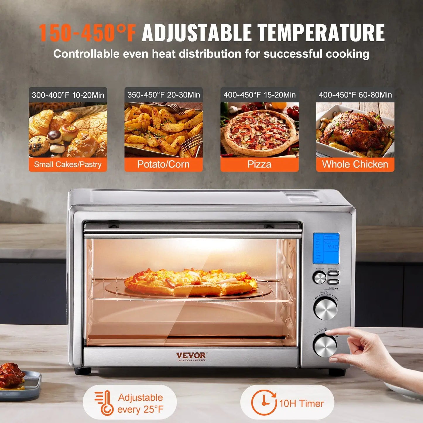 SHICUO 10 In 1 Countertop Convection Oven 28L 1800W With 360 Air Circulation For Even Results Home Cooks