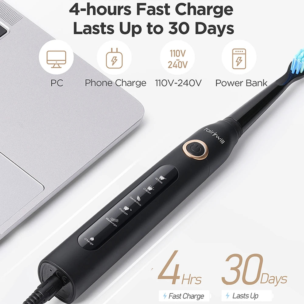 Fairywill Water Flosser For Adults Oral Irrigator Rechargeable Portable 3 Modes 300ML Water Tank Waterproof