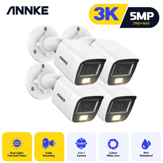 ANNKE 5MP CCTV Kit Four Camera System With Reliable 3K Clarity And 107 Degree FOV For Home And Small Business Security