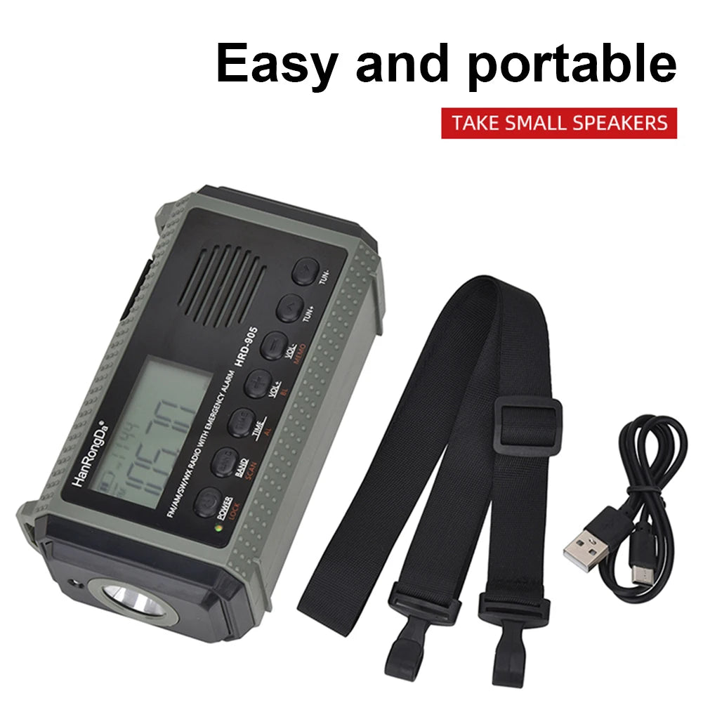 ALLOYSEED Solar Hand Crank Emergency Weather Radio 10000mAh Power Bank