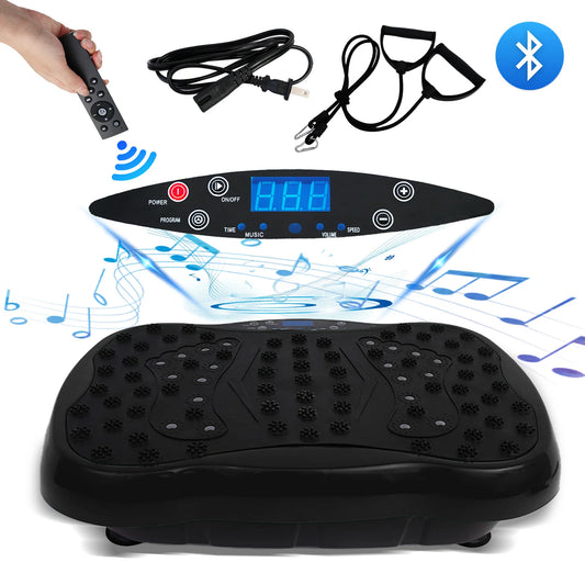 Full Body Vibration Platform With Remote Bluetooth Control For Home Fitness Enthusiasts Including Resistance Bands