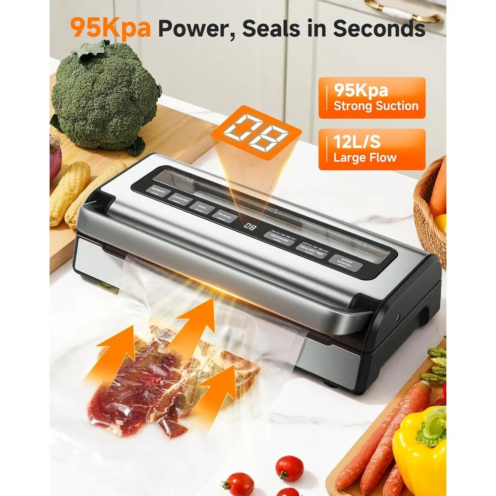 AAOBOSI 95KPa 9 In 1 Vacuum Sealer For Home Kitchen Precision Seal Freshness Lock 9 Modes