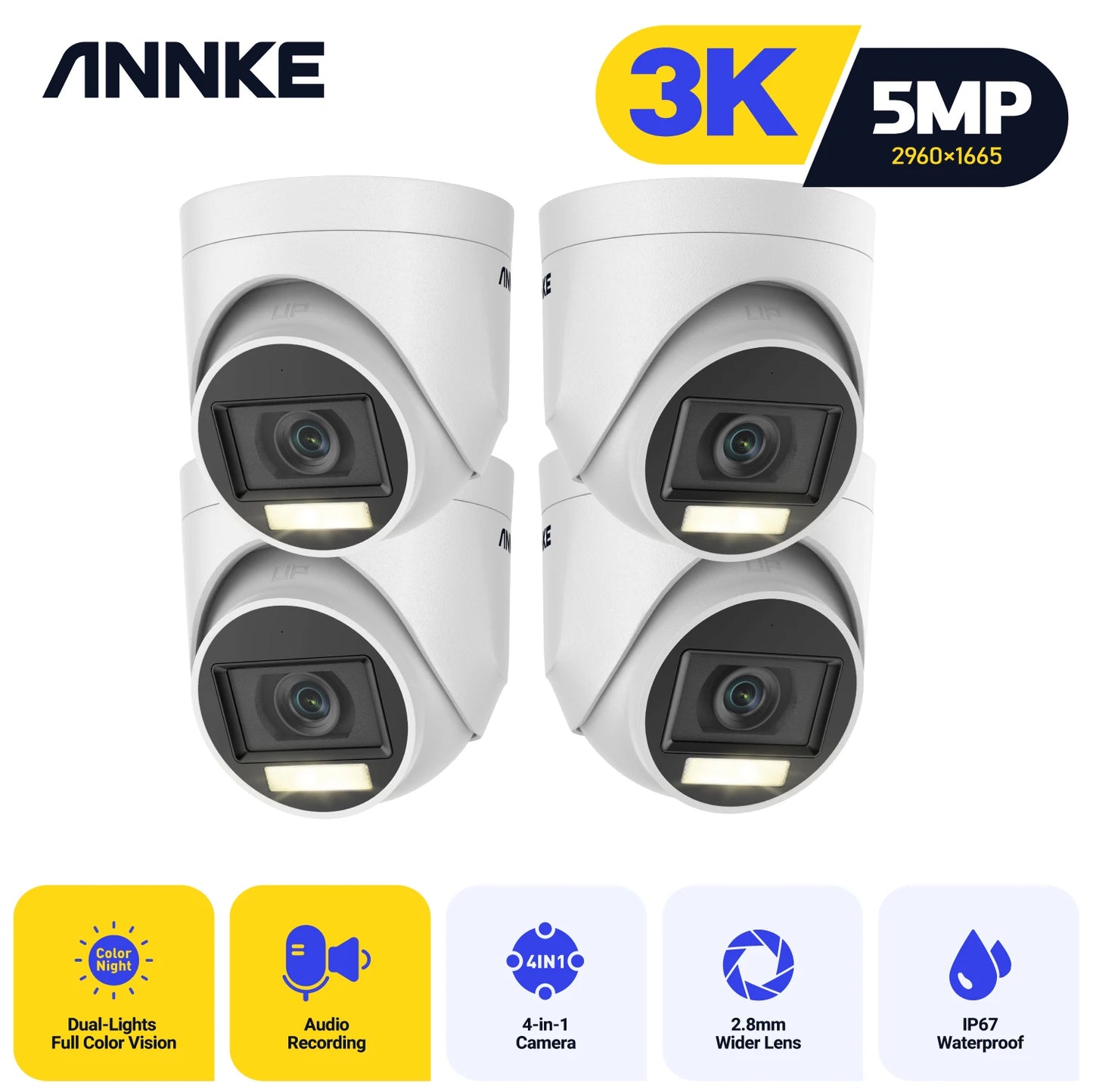 ANNKE 5MP CCTV Kit Four Camera System With Reliable 3K Clarity And 107 Degree FOV For Home And Small Business Security