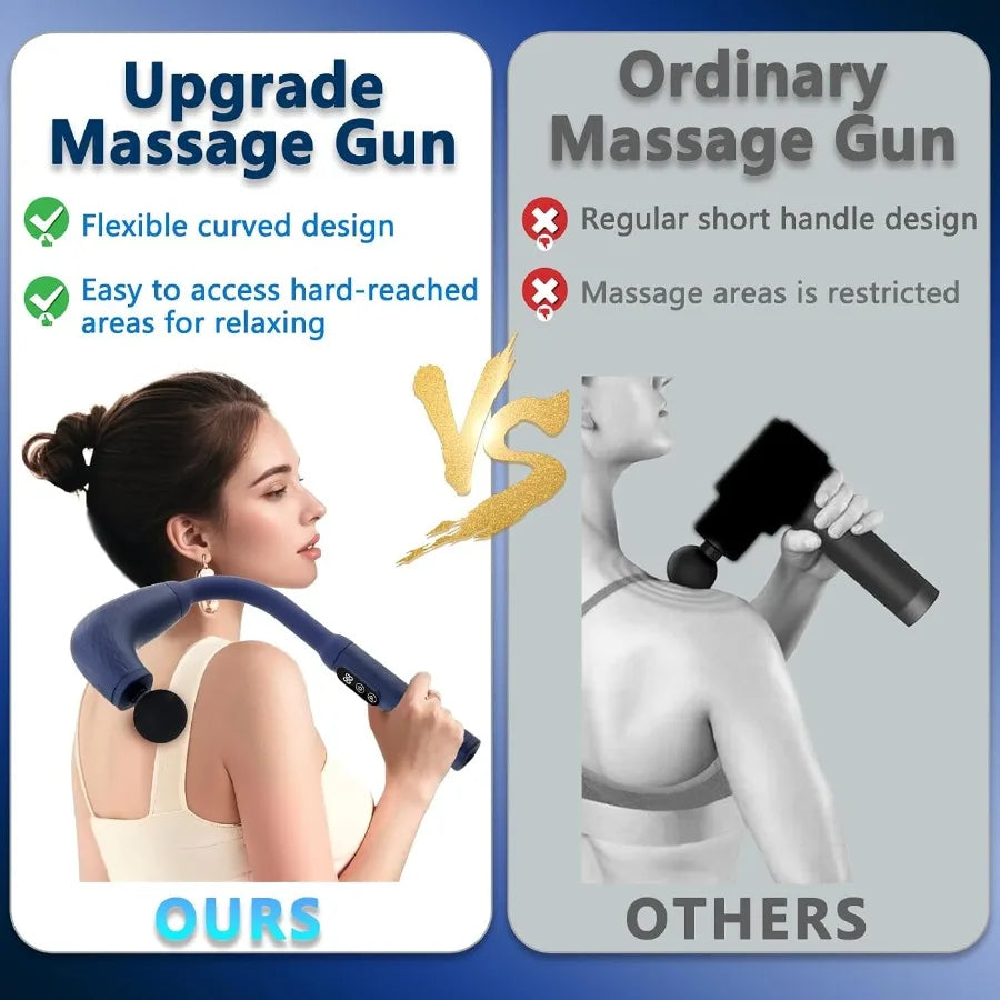 Manual Massage Gun With Extension Handle For Back Neck Shoulders Pain Relief