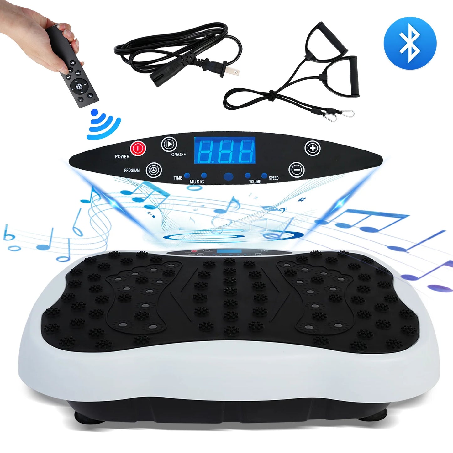 Full Body Vibration Platform With Remote Bluetooth Control For Home Fitness Enthusiasts Including Resistance Bands