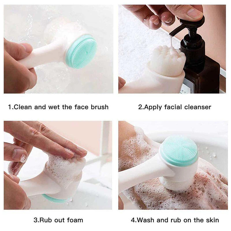 LANBENA Double-Sided Silicone Facial Cleansing Brush For Spa-Quality At-Home Care, Gentle Yet Exfoliating All Skin Types