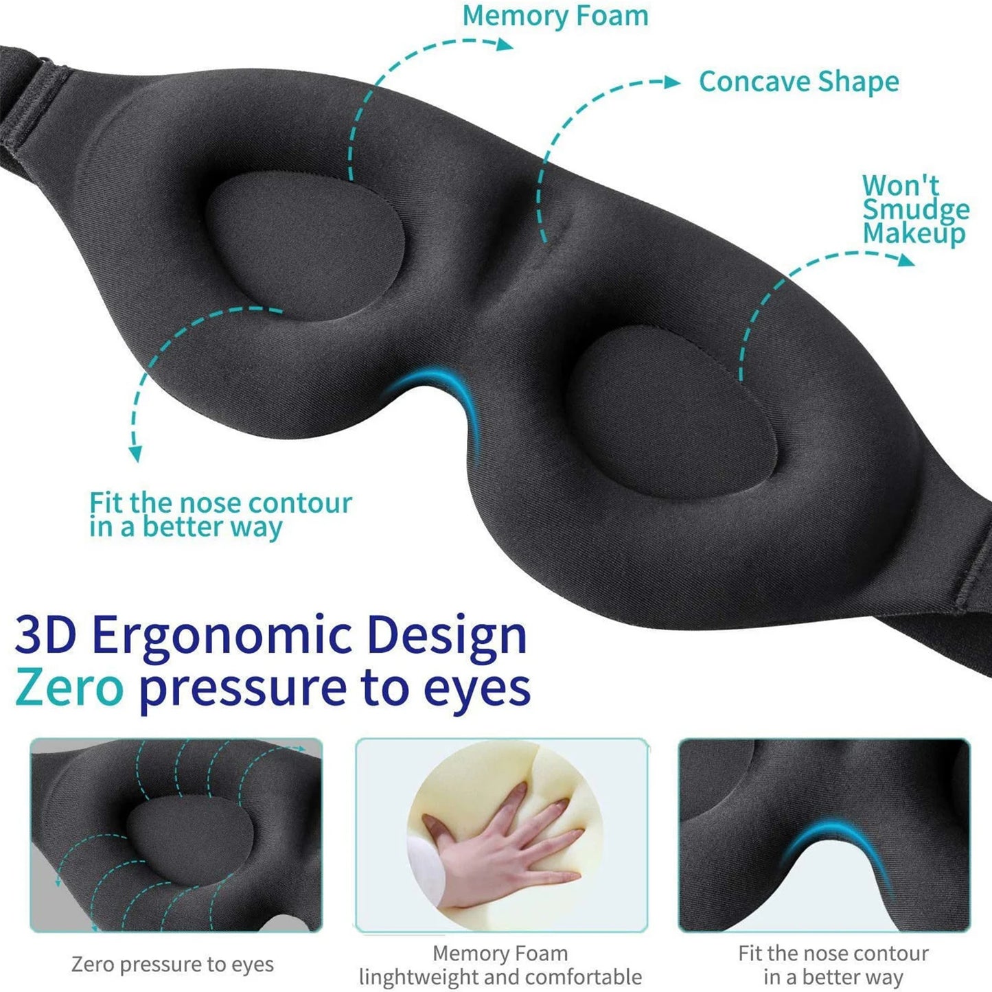 Sleep comes easy with this 3D Eye Mask designed to block light, cradle your eyes in soft, breathable fabric, and support refreshed mornings for more energized days.
