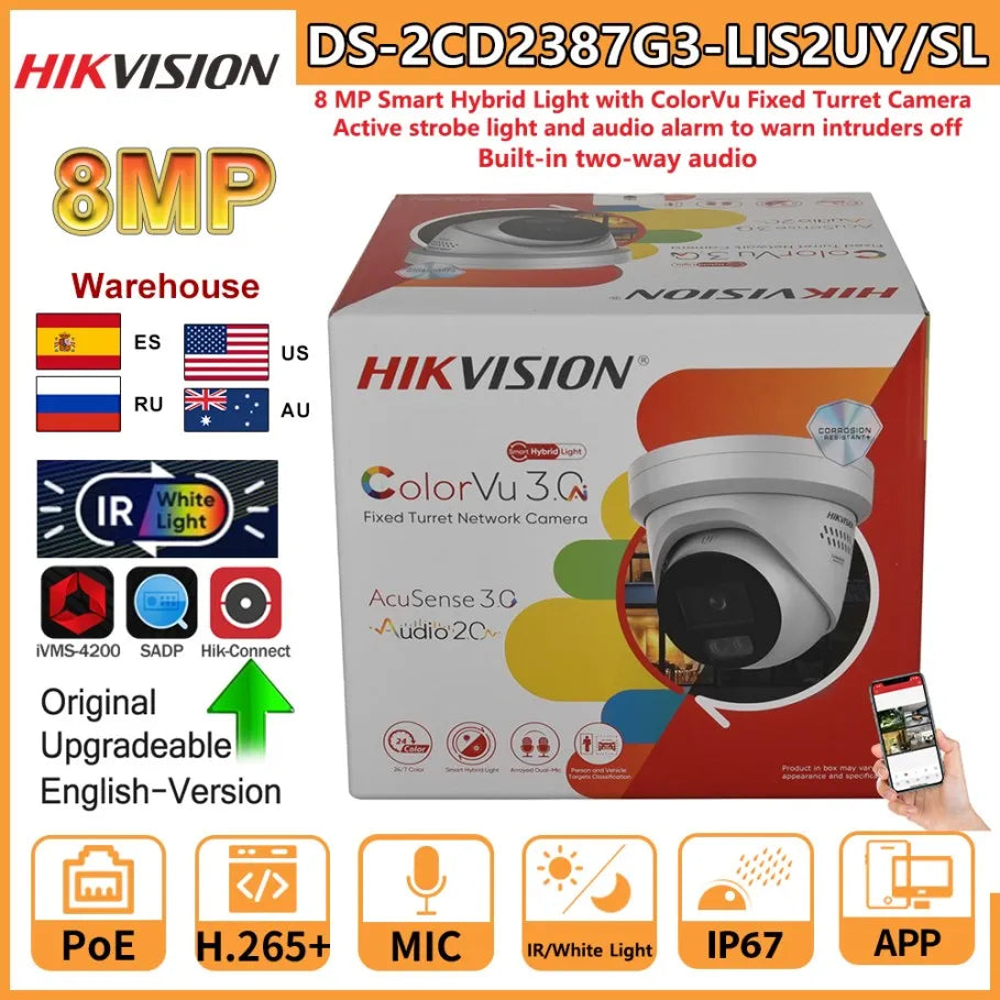 Hikvision 8MP IP Camera ColorVu Night Vision 4K Ultra HD 100 Degree FOV For Businesses