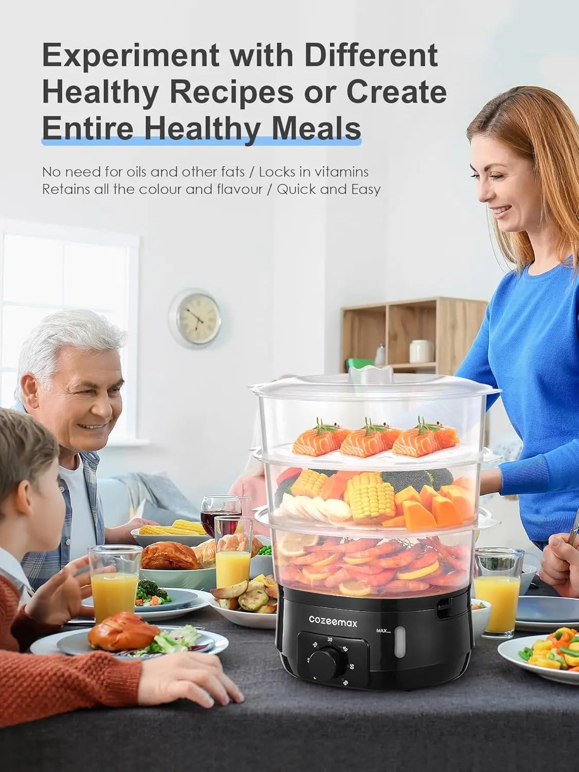 Steam smarter and faster with the XMSJ 13.7 Qt Electric Food Steamer, designed for busy kitchens and healthy, convenient meals.