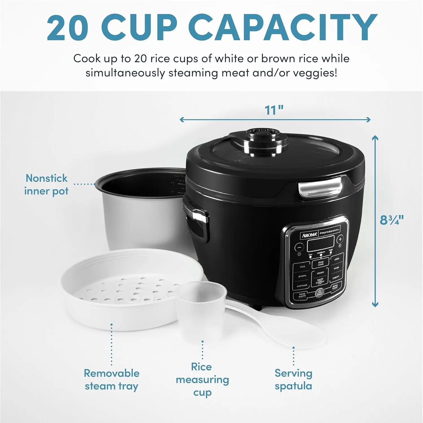 XMSJ Multicooker With Glass Lid Food Steamer 11 Preset Functions