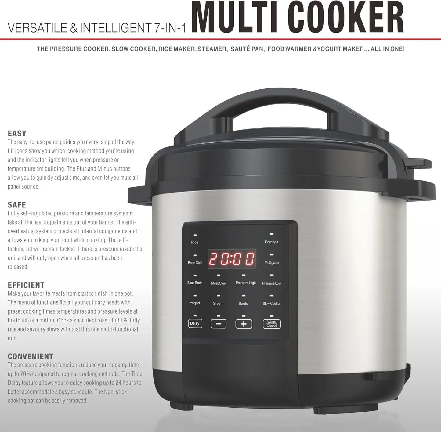 From XMSJ, the Ironblade 7 in 1 Multi Cooker brings a compact, energy efficient, user friendly kitchen powerhouse to simplify every meal and elevate weeknight dining.