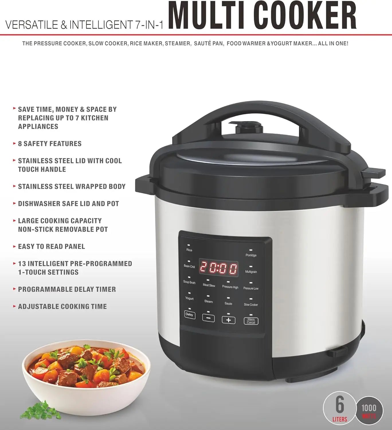 From XMSJ, the Ironblade 7 in 1 Multi Cooker brings a compact, energy efficient, user friendly kitchen powerhouse to simplify every meal and elevate weeknight dining.