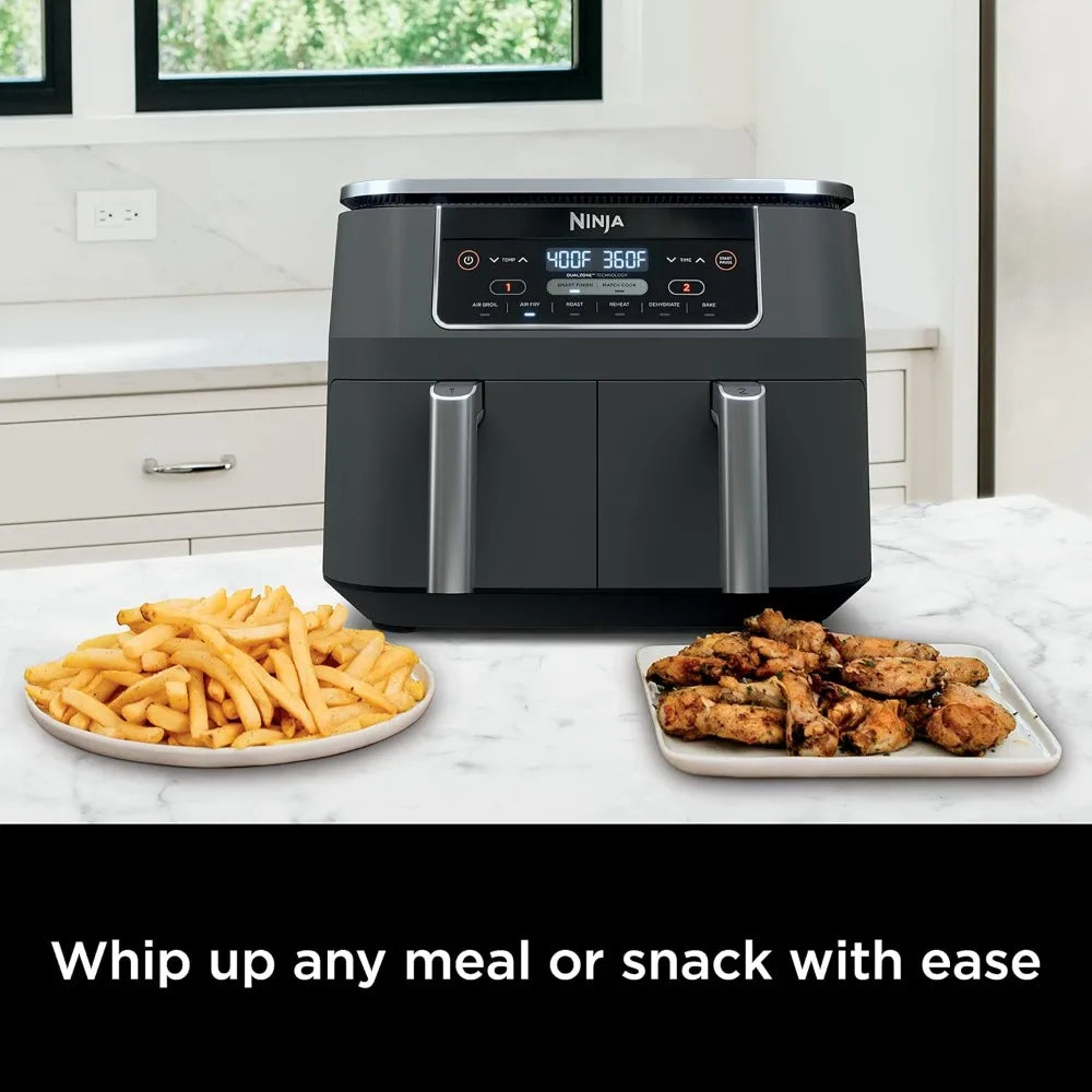 XMSJ DualZone Air Fryer Two Independent 4Quart Baskets For Two Dishes At Once For Busy Weeknights Effortless Crisp