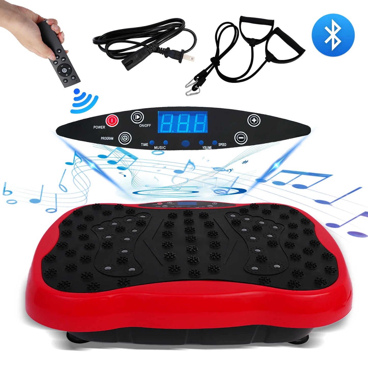 Full Body Vibration Platform With Remote Bluetooth Control For Home Fitness Enthusiasts Including Resistance Bands