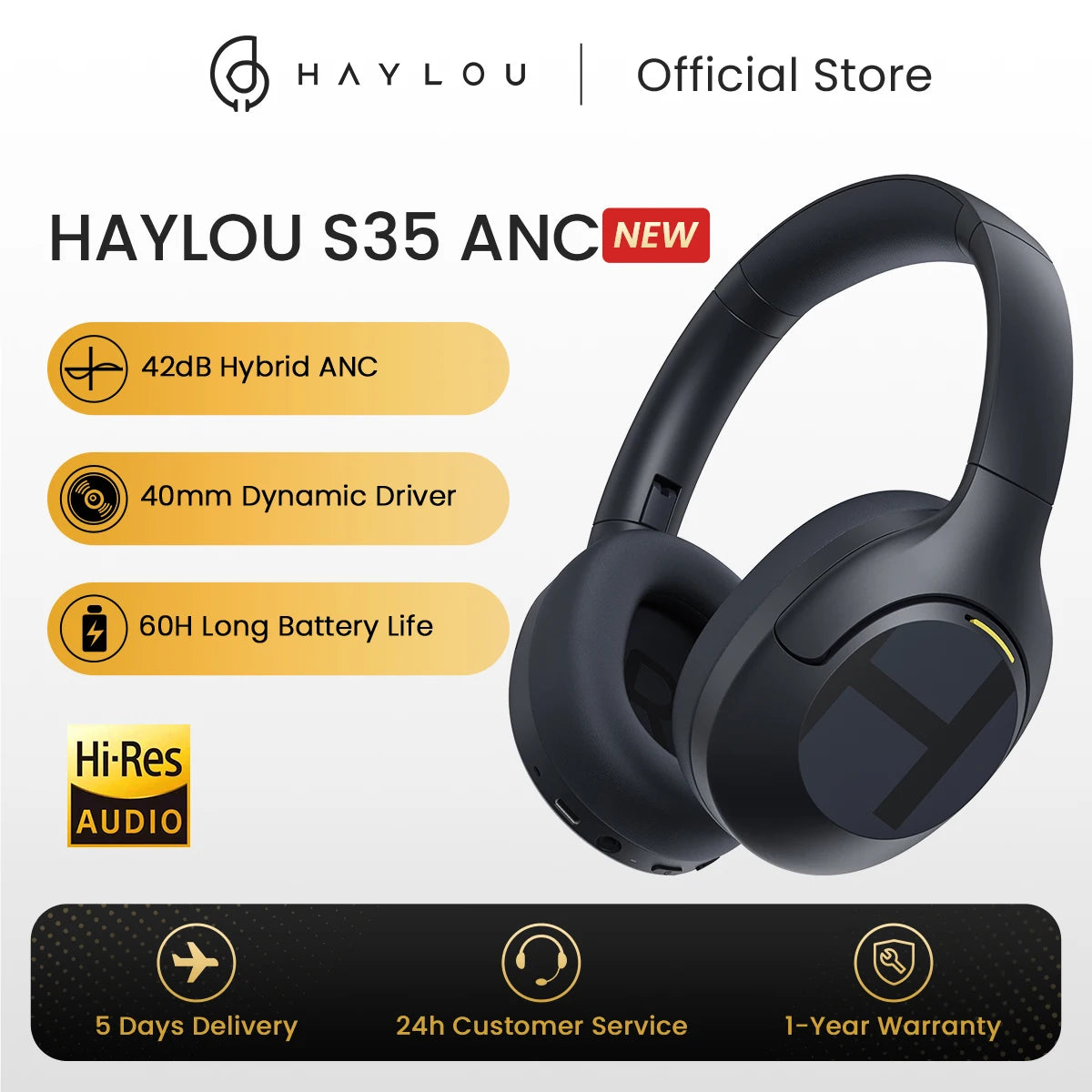 With Haylou S35 ANC wireless headphones, you enjoy immersive silence and rich sound for your everyday listening, workouts, and travel.
