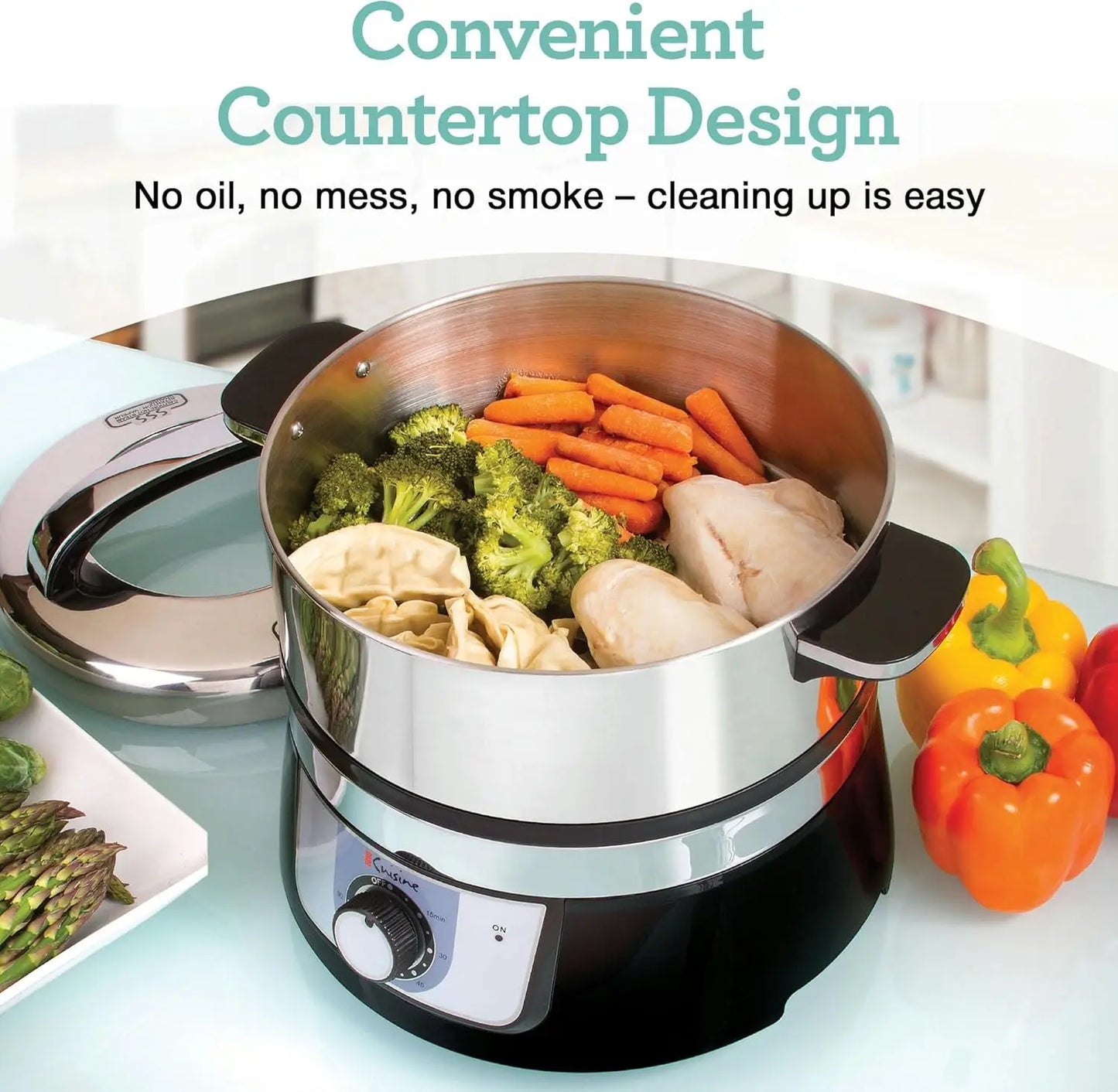 Transform your meals with fresh, nutrient-rich steam from the FS3200 Electric Food Steamer.