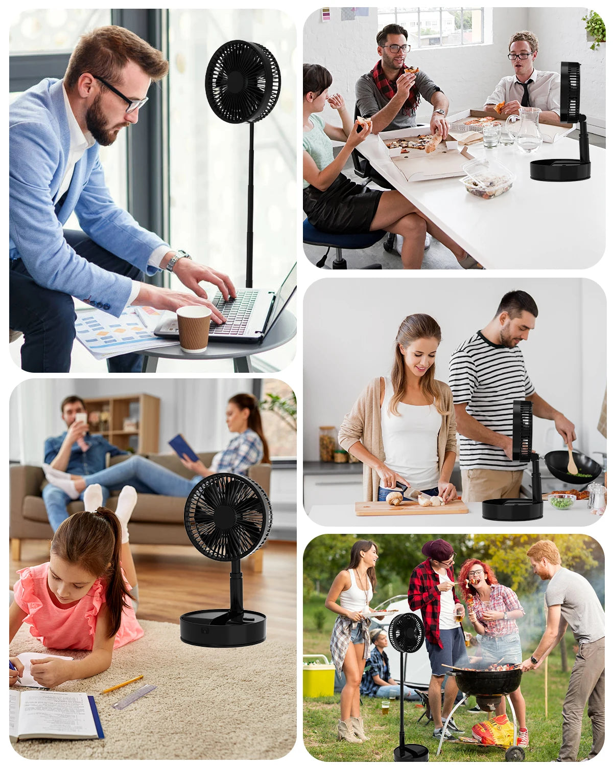 UnitedTime Portable Foldable Oscillating Battery Powered Camping Fan With Remote Control For Outdoor Enthusiasts