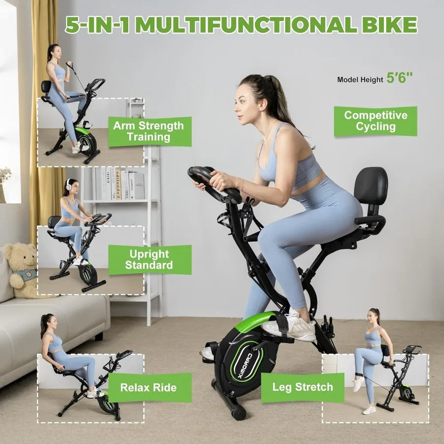 XMSJ 5 In 1 Premium Stationary Bike With 16 Level Magnetic Resistance 330Lb Capacity For Home Gym Enthusiasts