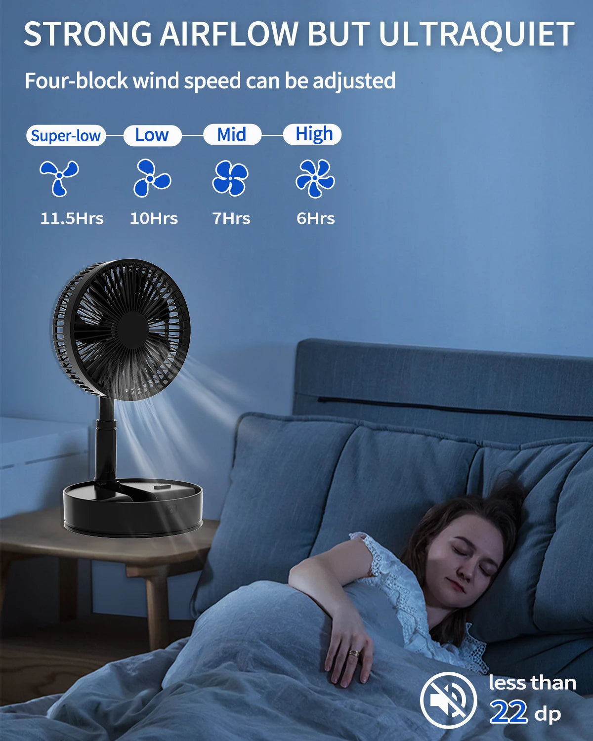 UnitedTime Portable Foldable Oscillating Battery Powered Camping Fan With Remote Control For Outdoor Enthusiasts