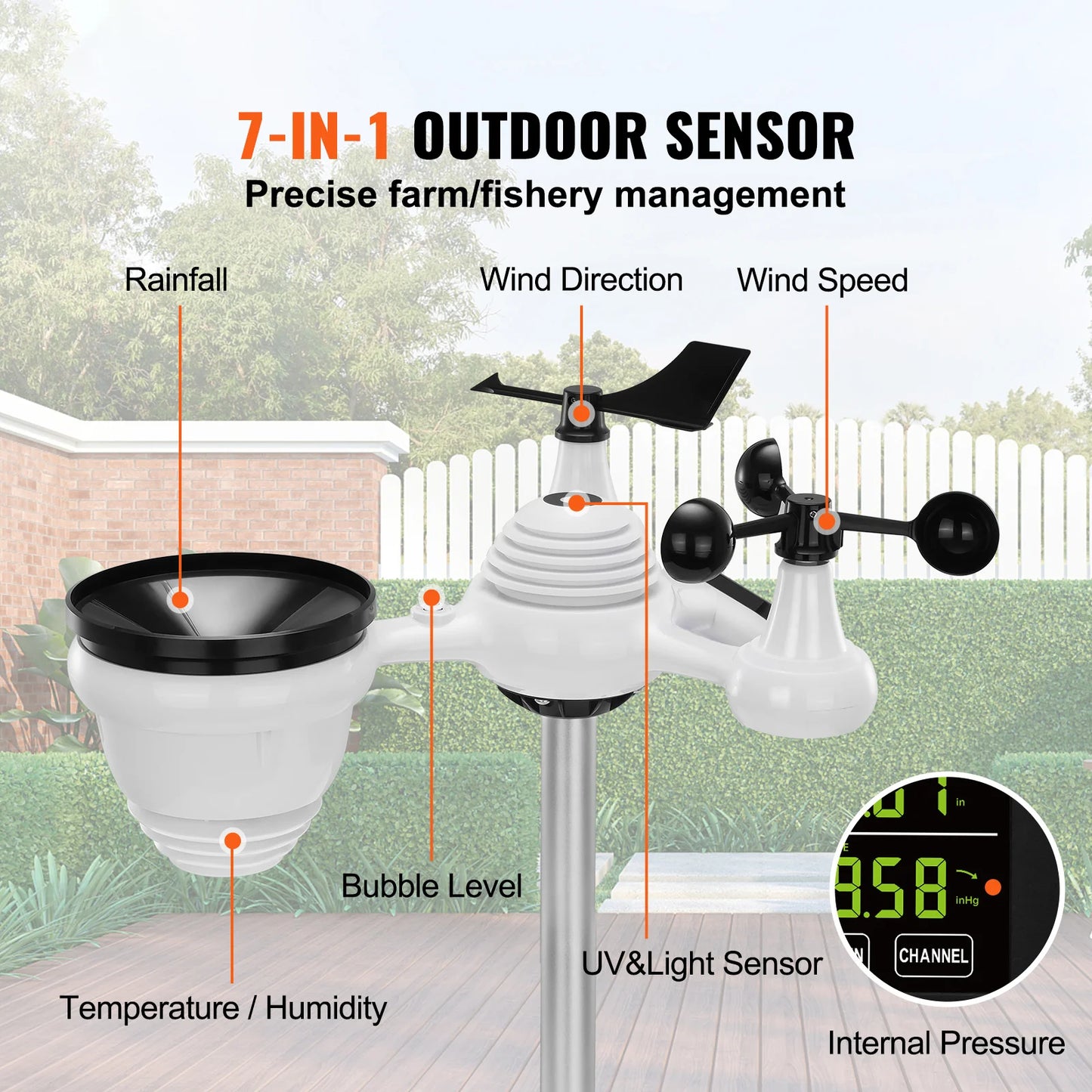 SucceBuy Wireless Weather Station 7 In 1 For Home Use With Precise Forecasts Alarms And Bright Easy Read Display