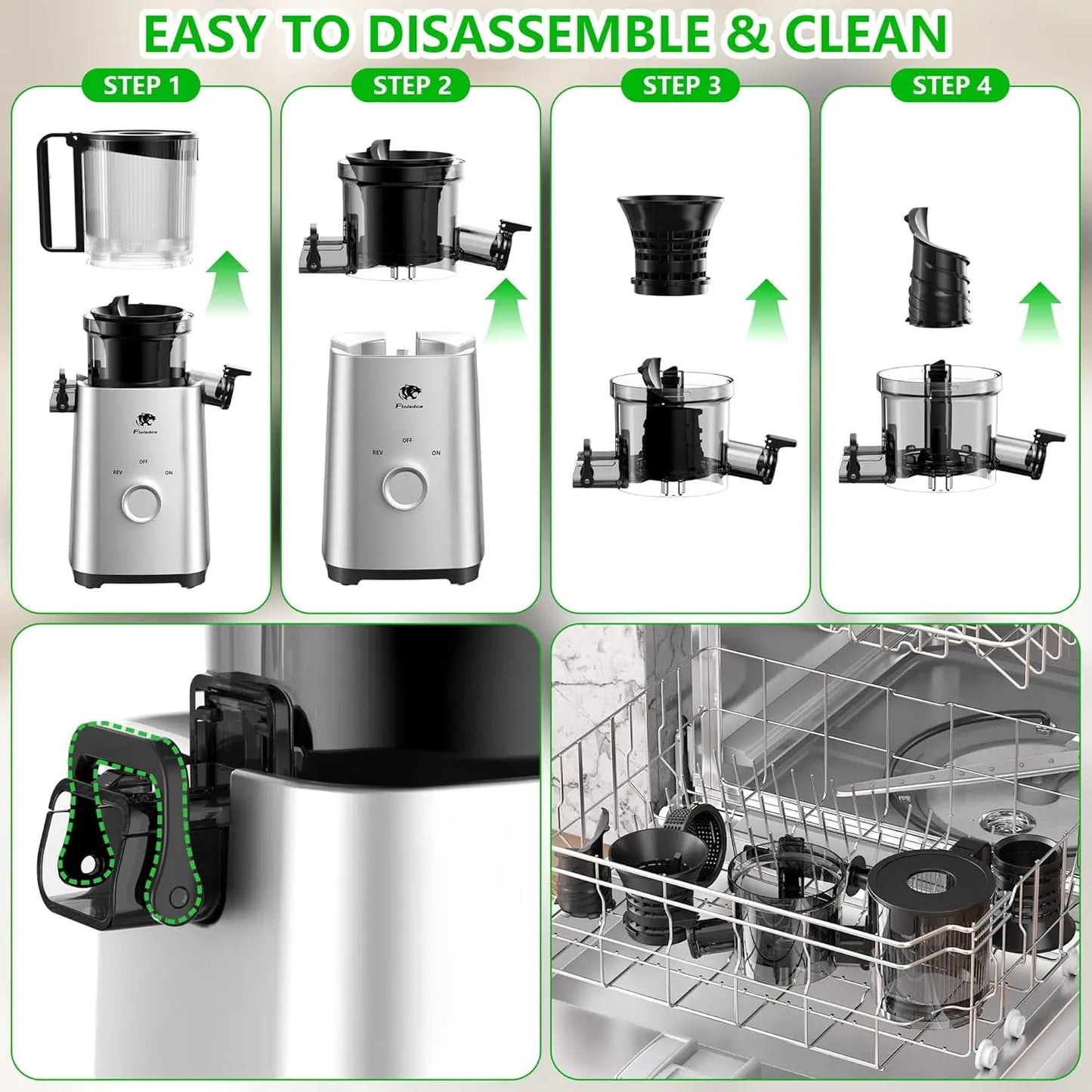 T34 Cold Press Juicer By XMSJ For Health Conscious Home Juicers Nutrient Packed Juicing And Whisper Quiet Performance