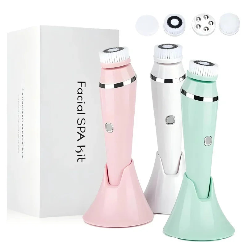 Experience spa level cleansing at home with the VIMYSHOW 4 in 1 electric facial cleansing brush.