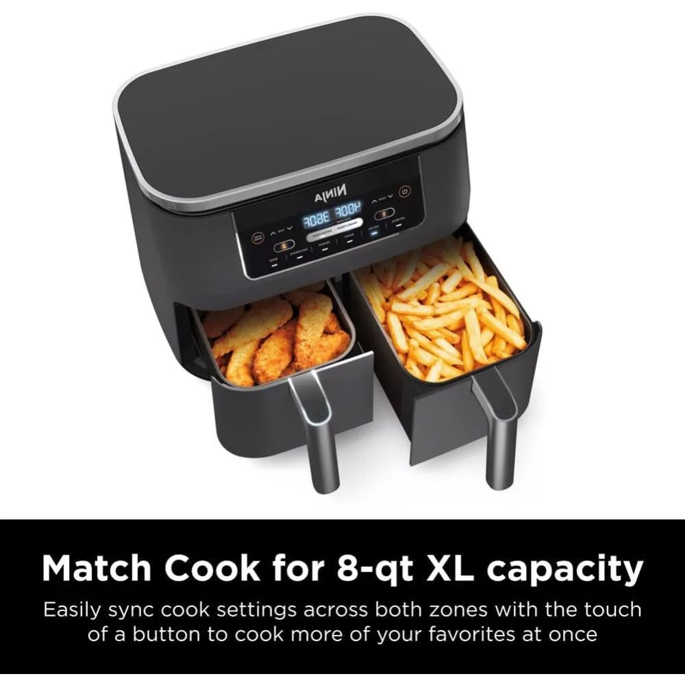 XMSJ DualZone Air Fryer Two Independent 4Quart Baskets For Two Dishes At Once For Busy Weeknights Effortless Crisp