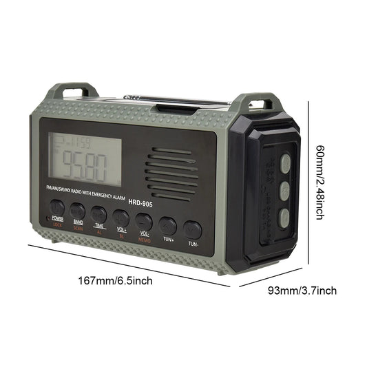 ALLOYSEED Solar Hand Crank Emergency Weather Radio 10000mAh Power Bank