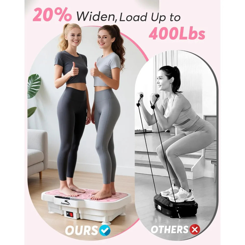 Zoomsnail Vibration Plate Exercise Machine 8000 Vpm Adjustable Fitness Platform 400 Lb Capacity For Home Workouts
