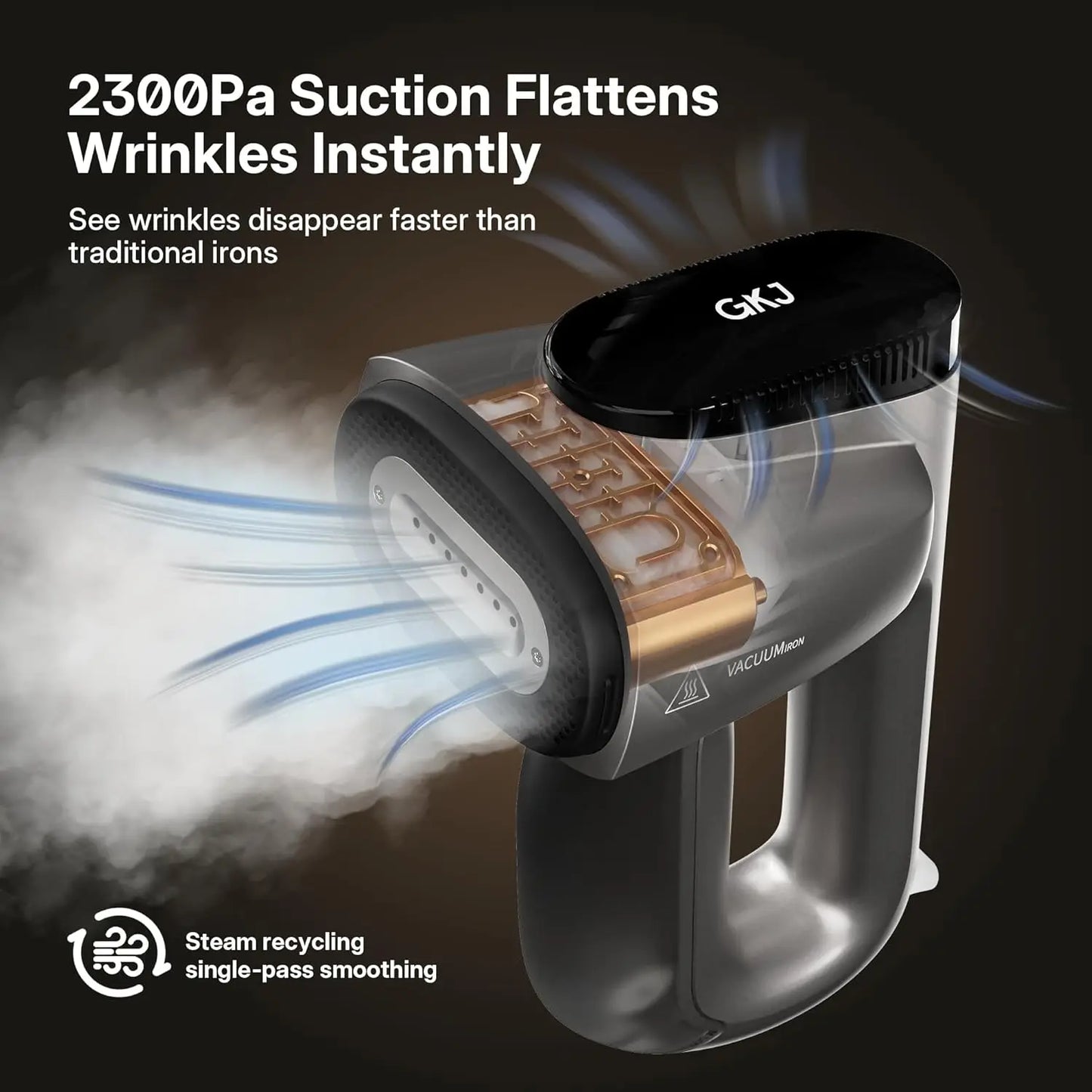 XMSJ OneHanded Travel Garment Steamer 2300 Pa Suction 2in1 Auto Grip For Busy Travelers