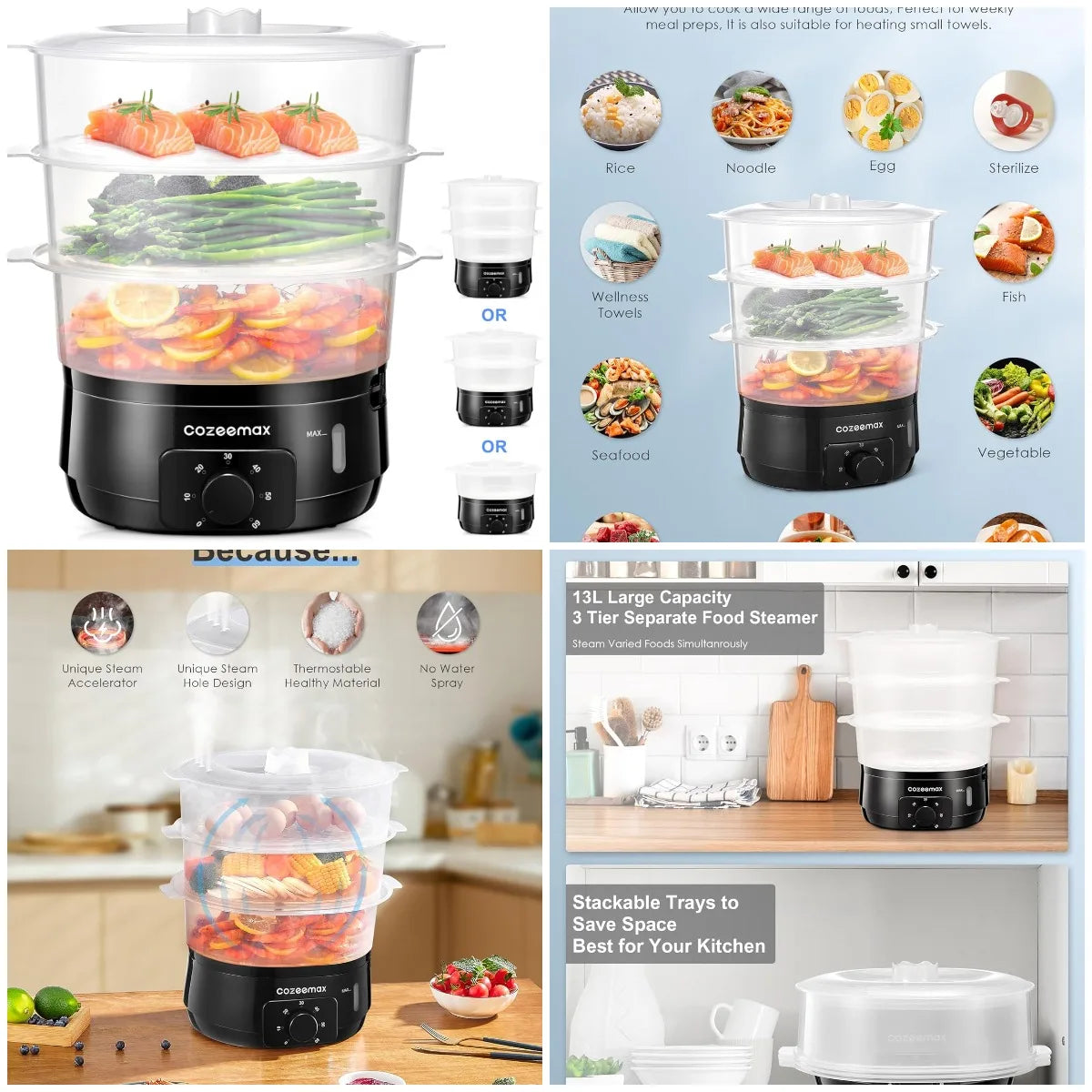 Steam smarter and faster with the XMSJ 13.7 Qt Electric Food Steamer, designed for busy kitchens and healthy, convenient meals.