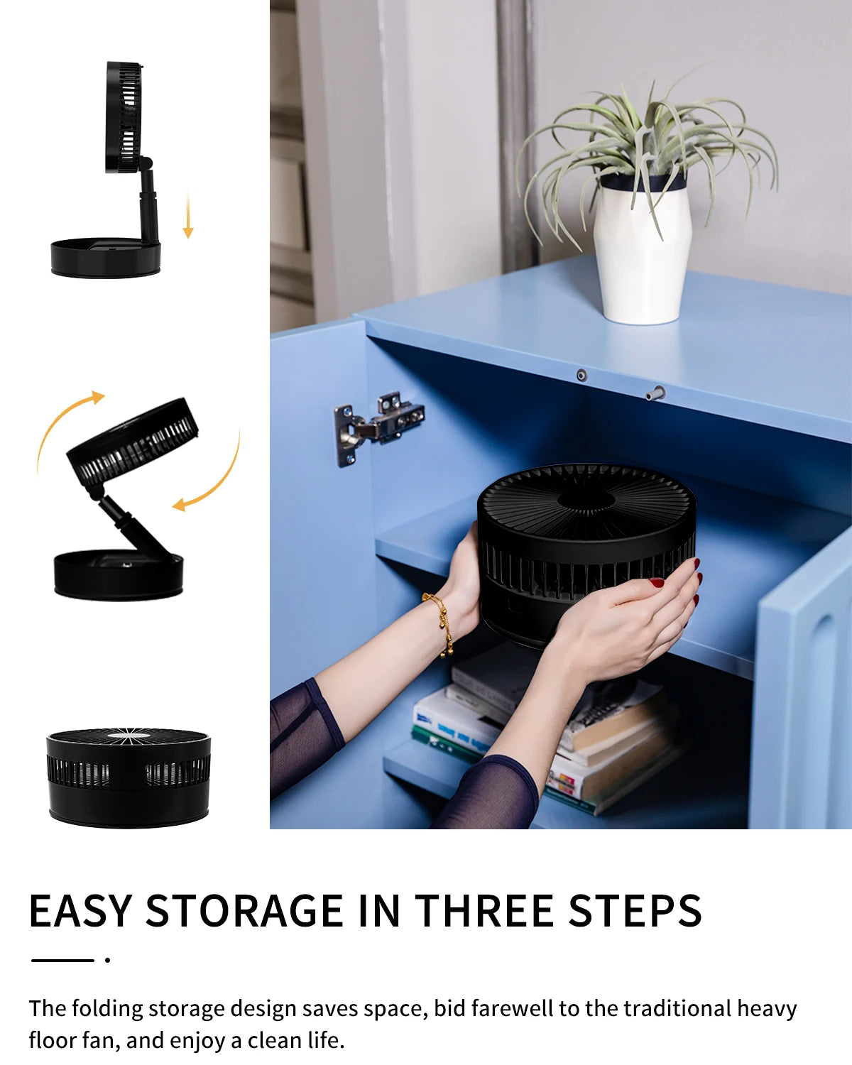 UnitedTime Portable Foldable Oscillating Battery Powered Camping Fan With Remote Control For Outdoor Enthusiasts