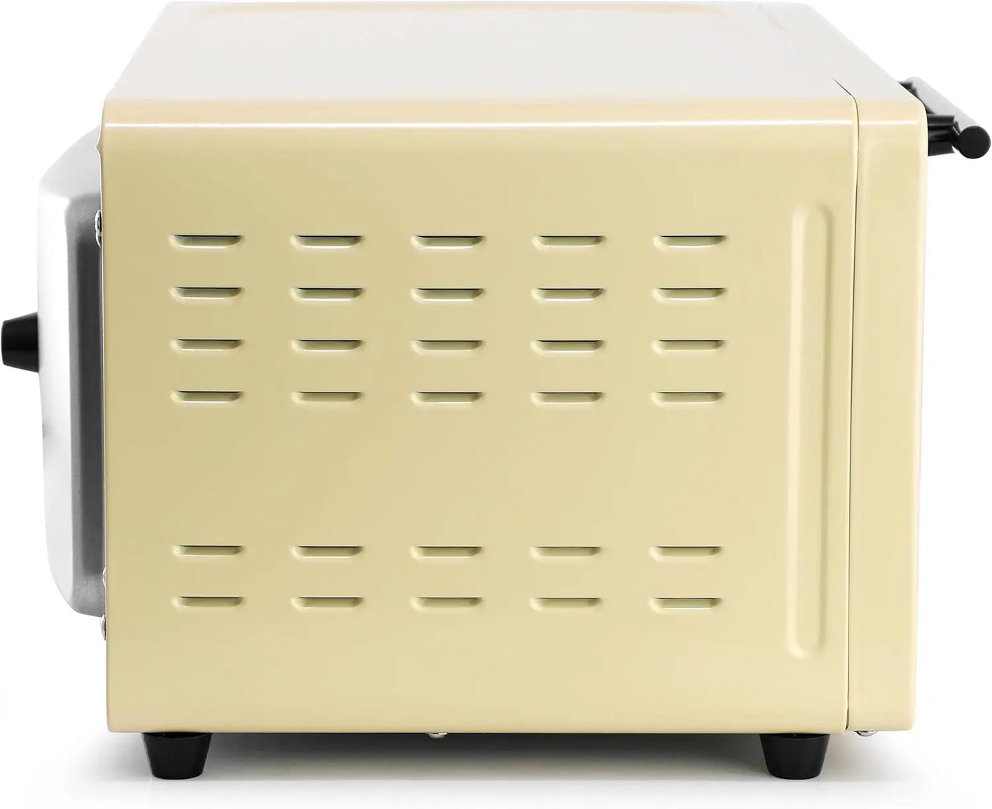 XMSJ 9.5 Quart Countertop Toaster Oven With Timer 800W Dual Quartz Heating For Fast Even Baking In Small Kitchens Cream