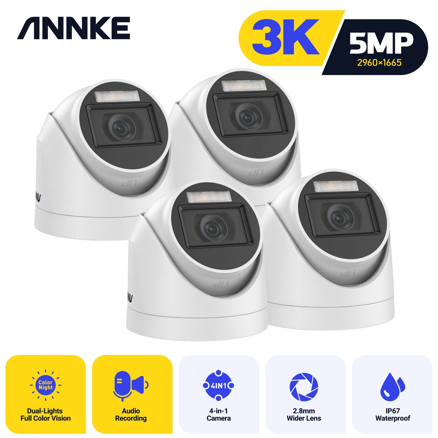 ANNKE 5MP CCTV Kit Four Camera System With Reliable 3K Clarity And 107 Degree FOV For Home And Small Business Security
