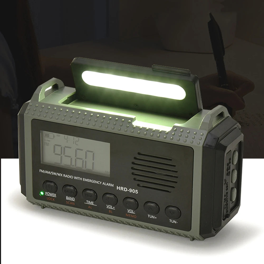 ALLOYSEED Solar Hand Crank Emergency Weather Radio 10000mAh Power Bank