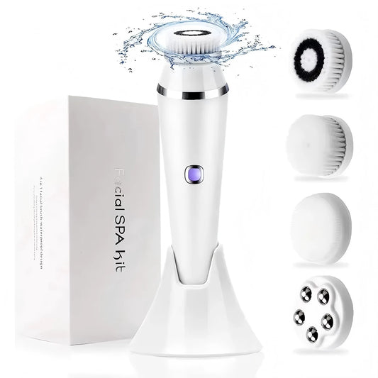 Experience spa level cleansing at home with the VIMYSHOW 4 in 1 electric facial cleansing brush.