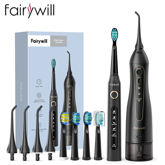 Fairywill Water Flosser For Adults Oral Irrigator Rechargeable Portable 3 Modes 300ML Water Tank Waterproof