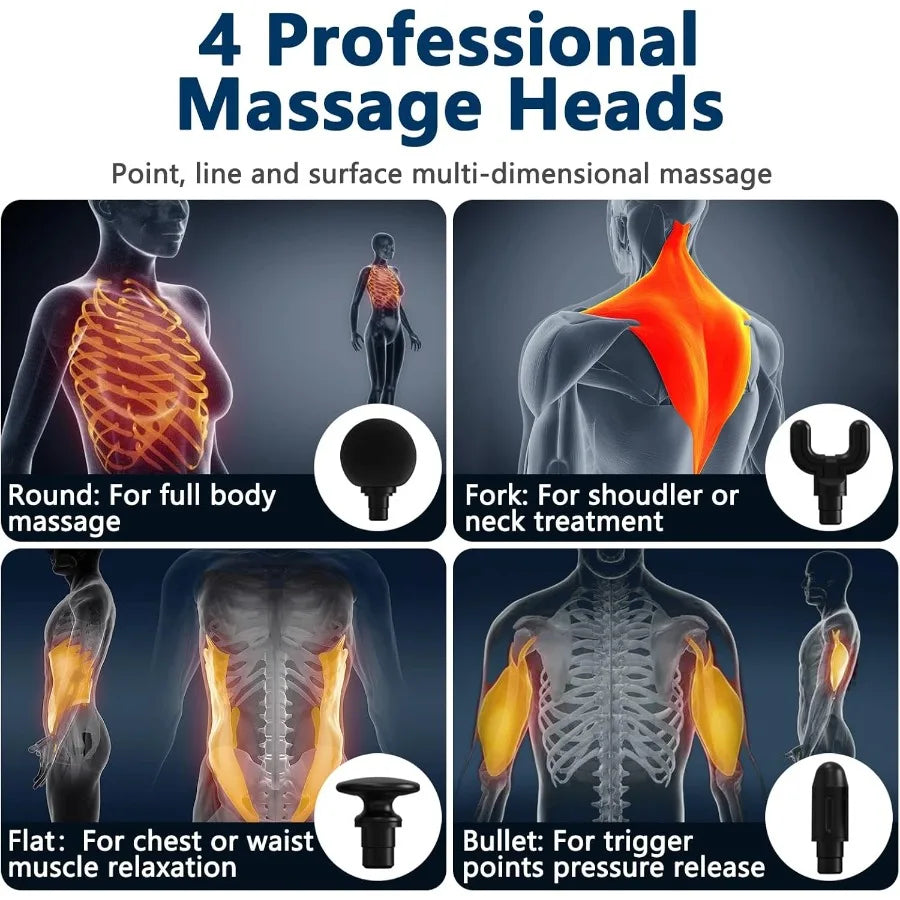 Manual Massage Gun With Extension Handle For Back Neck Shoulders Pain Relief