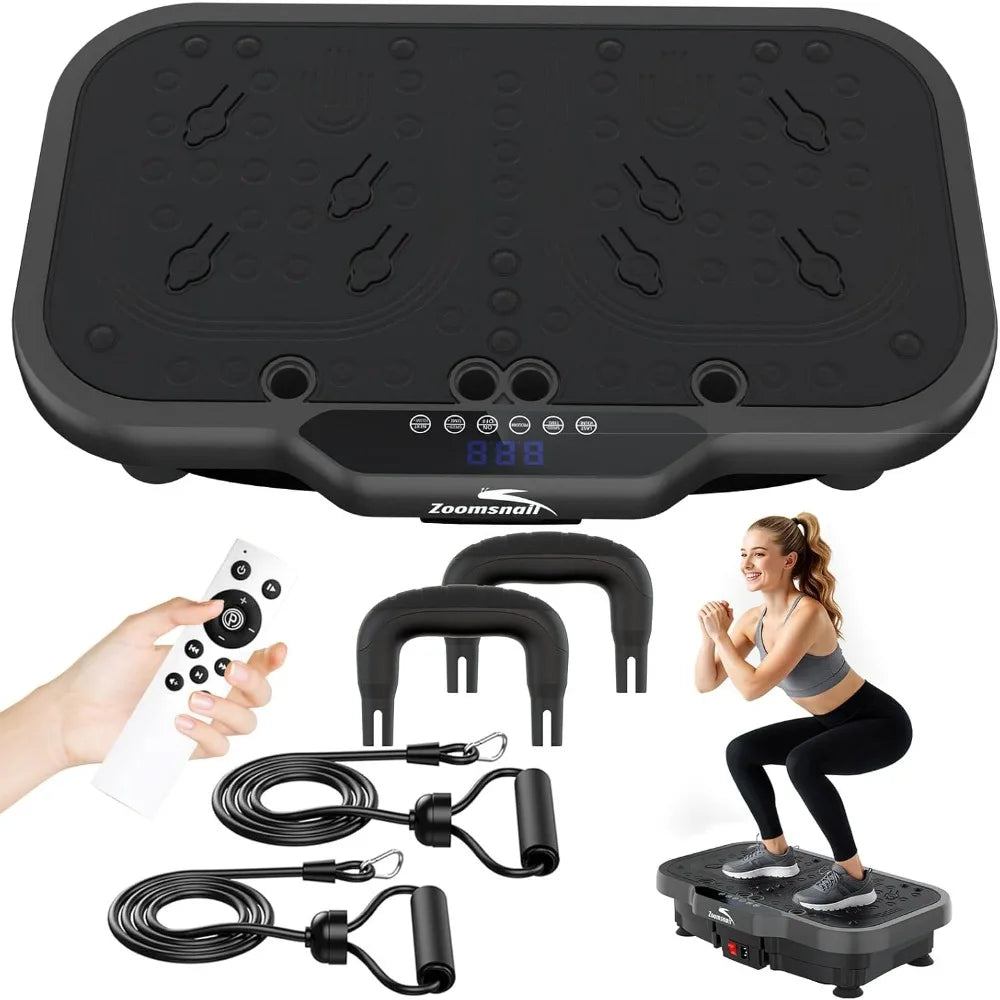 Zoomsnail Vibration Plate Exercise Machine 8000 Vpm Adjustable Fitness Platform 400 Lb Capacity For Home Workouts