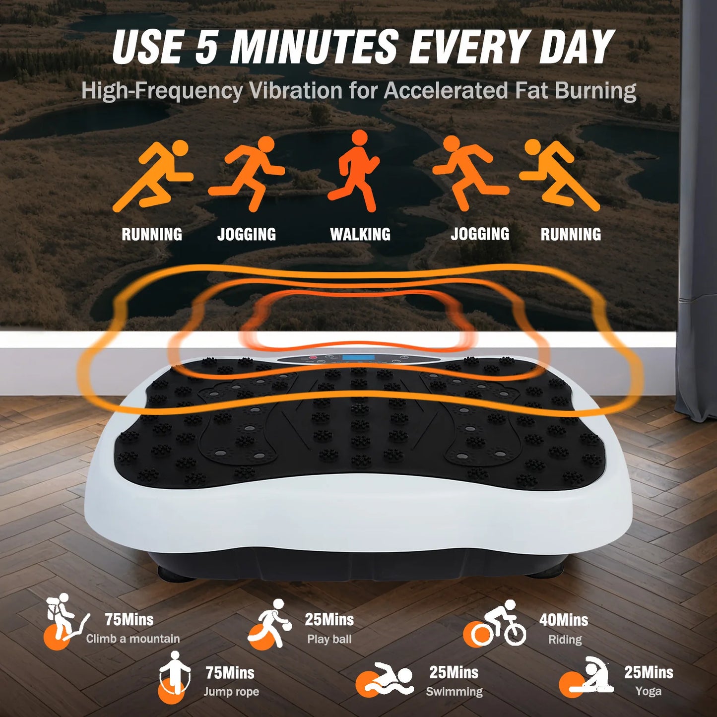 Full Body Vibration Platform With Remote Bluetooth Control For Home Fitness Enthusiasts Including Resistance Bands
