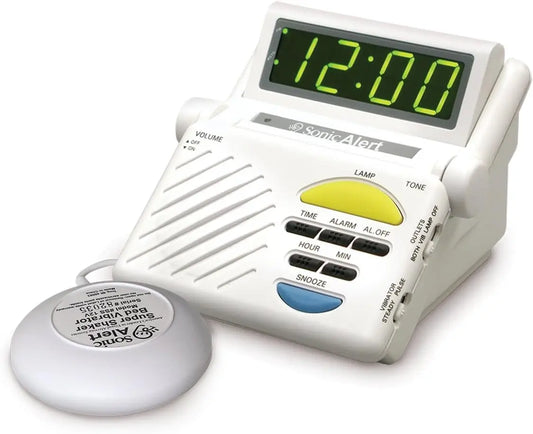 Extra Loud Alarm Clock With Adjustable Volume And Bed Vibrator For Heavy Sleepers
