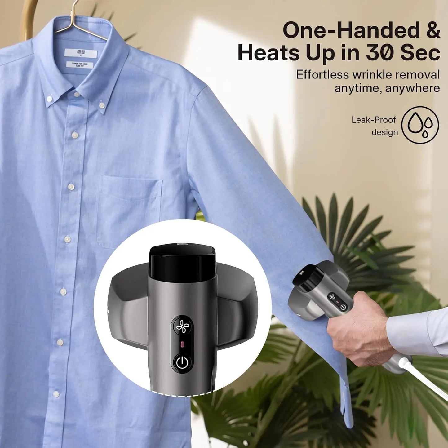 XMSJ OneHanded Travel Garment Steamer 2300 Pa Suction 2in1 Auto Grip For Busy Travelers