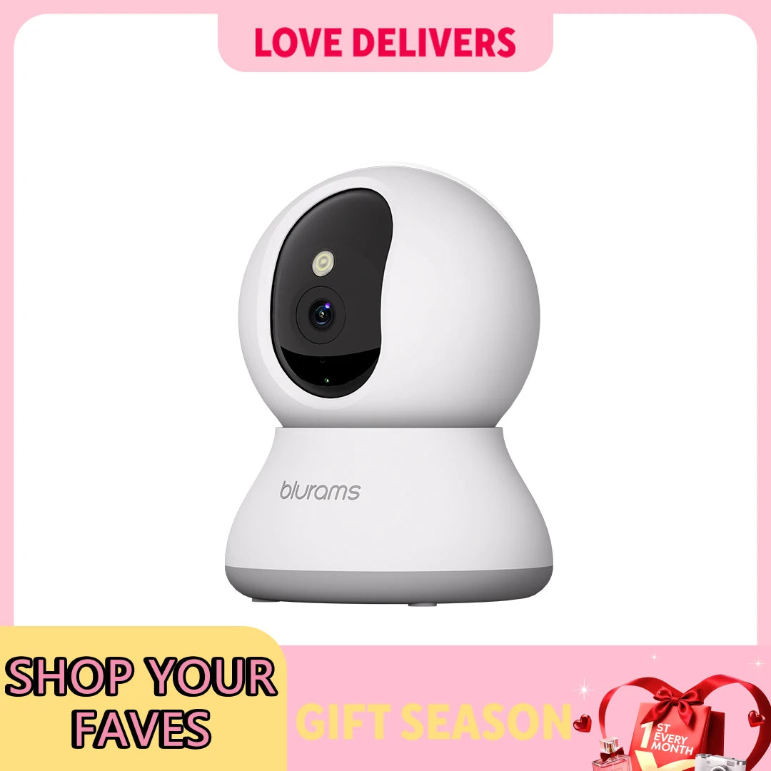 Blurams 2K Indoor Security Camera With Night Vision And Two Way Audio For Home Surveillance 360 Degree View