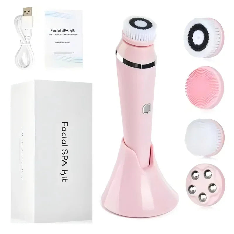 VIMYSHOW 4-in-1 Electric Facial Cleansing Brush For Spa Quality Cleanse With 4 Interchangeable Heads For All Skin Types