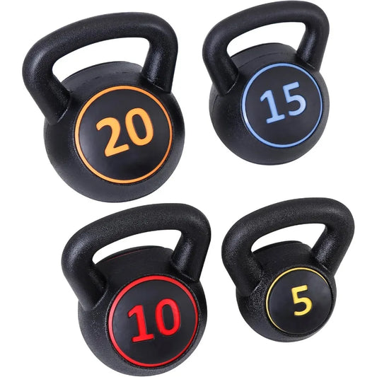 XMSJ Kettlebell Sets 3 To 4 Piece For Women And Men Home Gym Exercise Strength Training Kit With 5 10 15 20 Lbs Weights