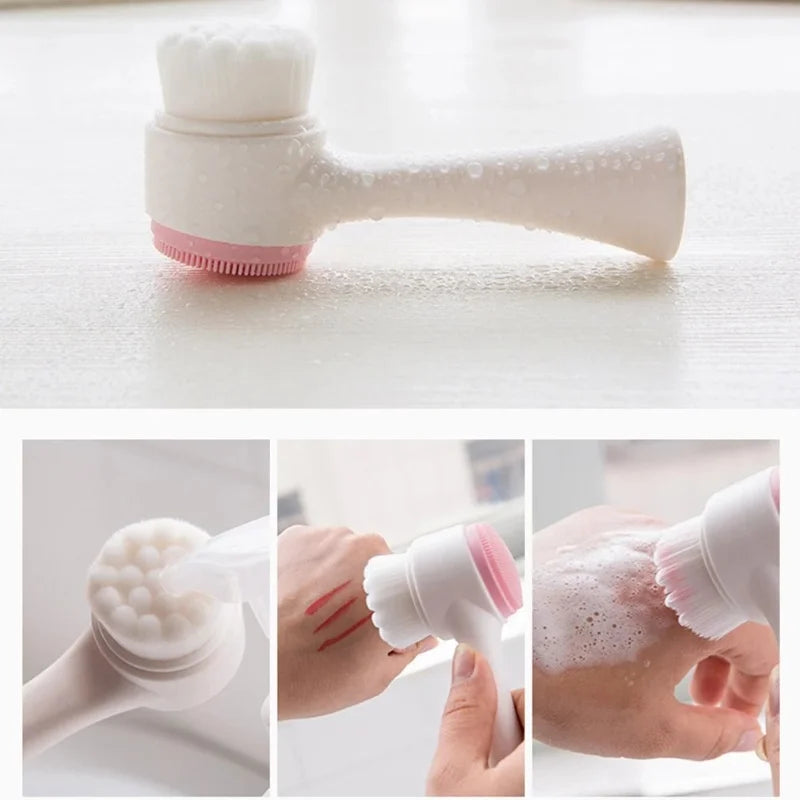 LANBENA Double-Sided Silicone Facial Cleansing Brush For Spa-Quality At-Home Care, Gentle Yet Exfoliating All Skin Types
